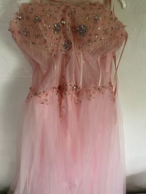 Amazon Girls Pink Sequin Lace Tulle Formal Dress